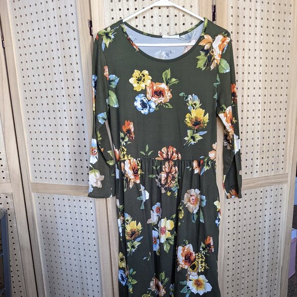 Reborn J floral print dress with pockets! midi length - Picture 1 of 12